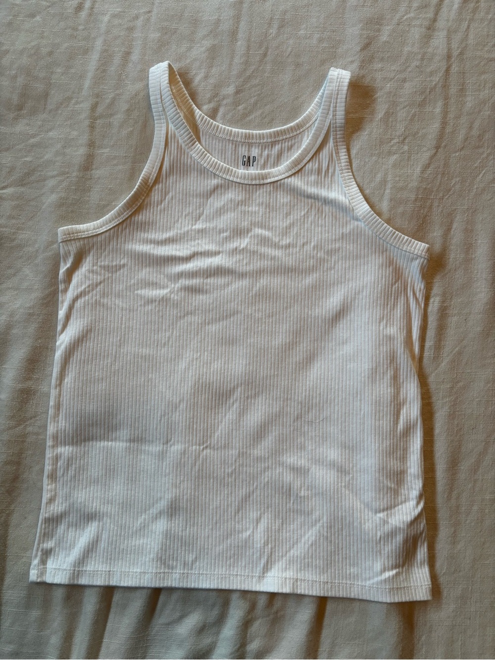 GAP Women's White Ribbed Tank Top